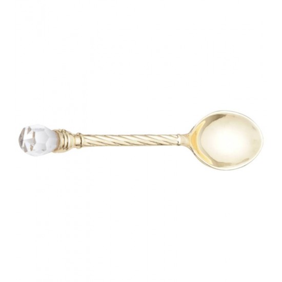 Jogo 6 Colheres 11cm De Café Em Zamac Crystal Dourada